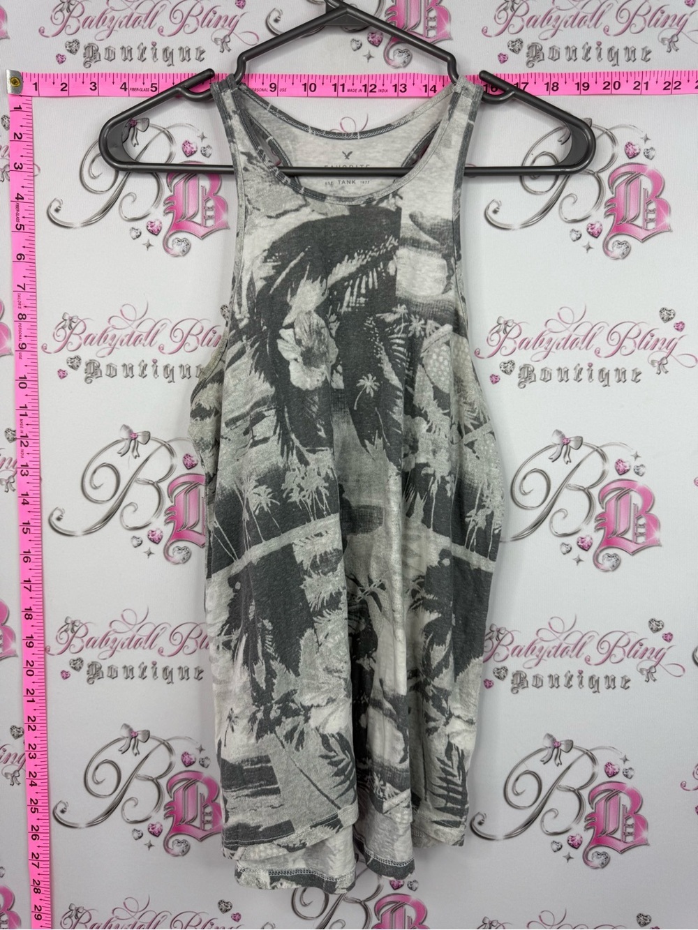 aerie tank top floral print Gray Tropical Racerback Tank